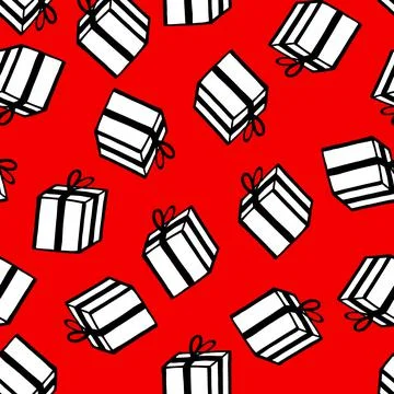 Holiday seamless pattern with present on color background. Vector illustration Stock Illustration