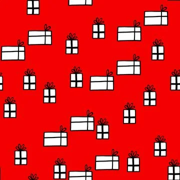 Holiday seamless pattern with present on color background. Vector illustration Stock Illustration
