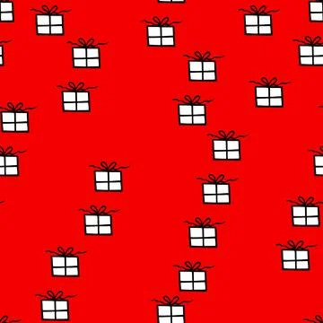 Holiday seamless pattern with present on color background. Vector illustration Stock Illustration
