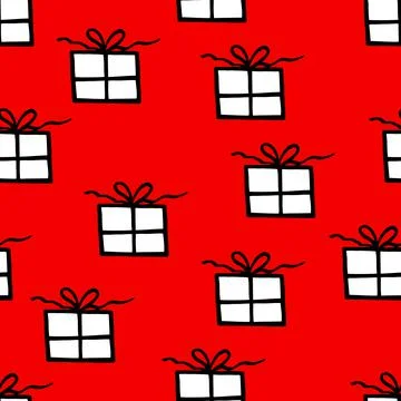 Holiday seamless pattern with present on color background. Vector illustration Stock Illustration