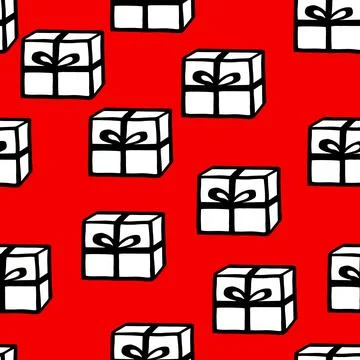 Holiday seamless pattern with present on color background. Vector illustration Stock Illustration