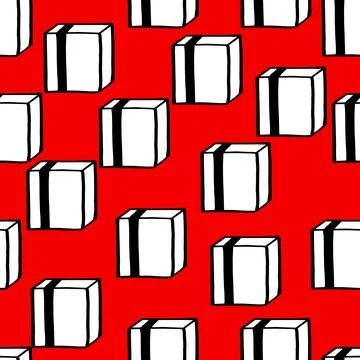 Holiday seamless pattern with present on color background. Vector illustration Stock Illustration
