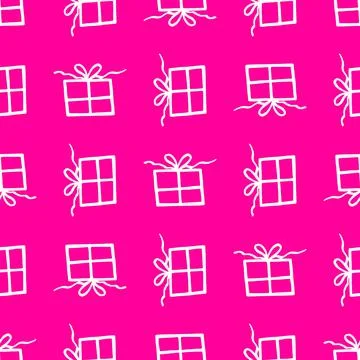 Holiday seamless pattern with present on color background. Vector illustration 스톡 일러스트