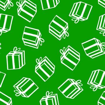 Holiday seamless pattern with present on color background. Vector illustration Stock Illustration