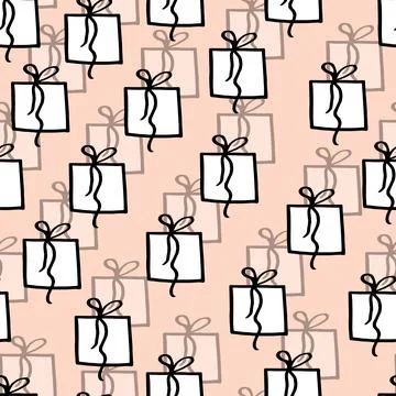 Holiday seamless pattern with present on color background. Vector illustration 스톡 일러스트