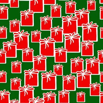 Holiday seamless pattern with present on color background. Vector illustration 스톡 일러스트
