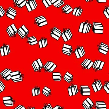 Holiday seamless pattern with present on color background. Vector illustration Stock Illustration