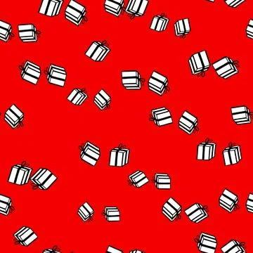 Holiday seamless pattern with present on color background. Vector illustration Stock Illustration