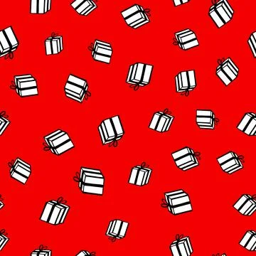 Holiday seamless pattern with present on color background. Vector illustration Stock Illustration