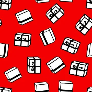 Holiday seamless pattern with present on color background. Vector illustration Stock Illustration