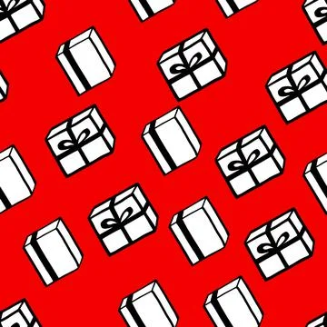 Holiday seamless pattern with present on color background. Vector illustration Stock Illustration