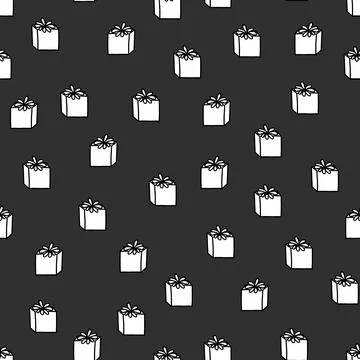 Holiday seamless pattern with present on dark background. Vector illustration 스톡 일러스트