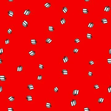 Holiday seamless pattern with present on red background. Vector illustration for Stock Illustration