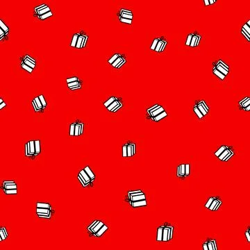 Holiday seamless pattern with present on red background. Vector illustration for Stock Illustration