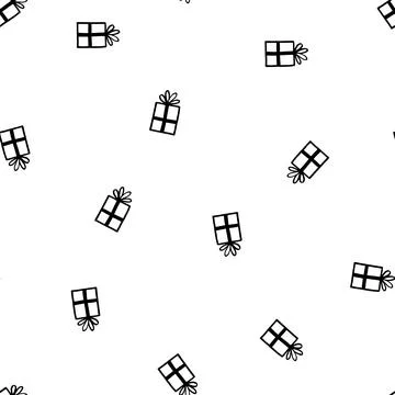 Holiday seamless pattern with present on white background. Vector illustration Stock Illustration