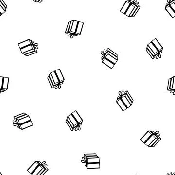 Holiday seamless pattern with present on white background. Vector illustration Stock Illustration