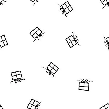 Holiday seamless pattern with present on white background. Vector illustration 스톡 일러스트