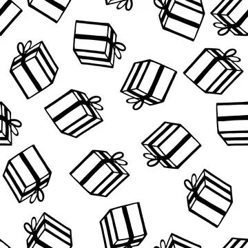 Holiday seamless pattern with present on white background. Vector illustration Illustrazione stock