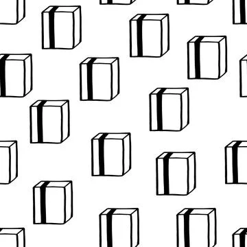 Holiday seamless pattern with present on white background. Vector illustration Stock Illustration