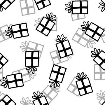 Holiday seamless pattern with present on white background. Vector illustration Stock Illustration