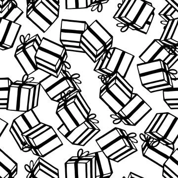 Holiday seamless pattern with present on white background. Vector illustration Stock Illustration