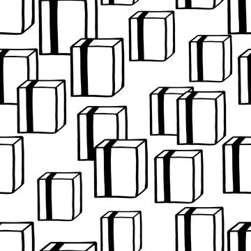 Holiday seamless pattern with present on white background. Vector illustration 스톡 일러스트