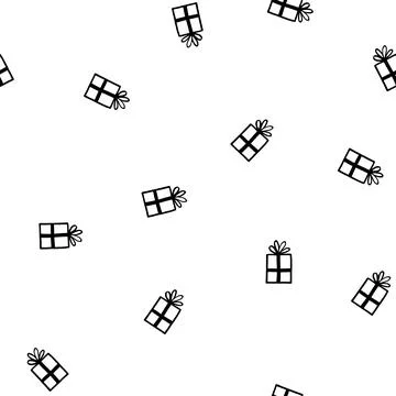 Holiday seamless pattern with present on white background. Vector illustration Stock Illustration
