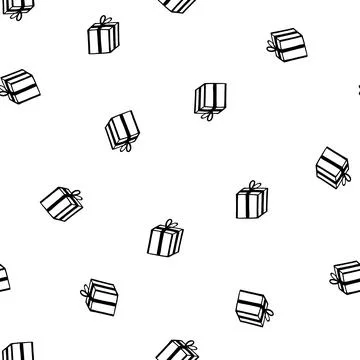 Holiday seamless pattern with present on white background. Vector illustration 스톡 일러스트