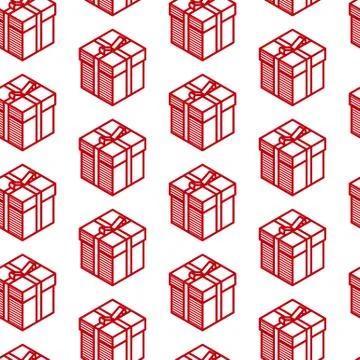 Holiday seamless pattern with red gift boxes Stock Illustration