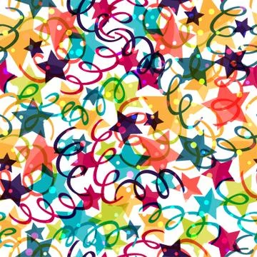 Holiday seamless pattern with shiny celebration decorations Stock Illustration
