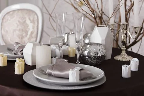 Holiday served table Stock-Fotos