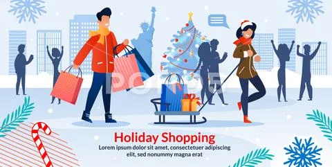Holiday Shopping Christmas Sale Invitation Poster Stock Illustrationen