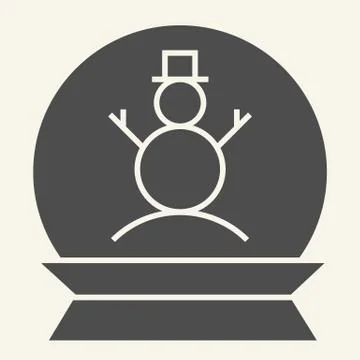 Holiday snow globe solid icon. Christmas glass sphere with snowman glyph style Stock Illustration