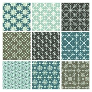 Holiday Snowflake Pattern Set Stock Illustration