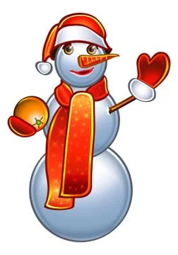 Holiday snowman in red Stock Illustration