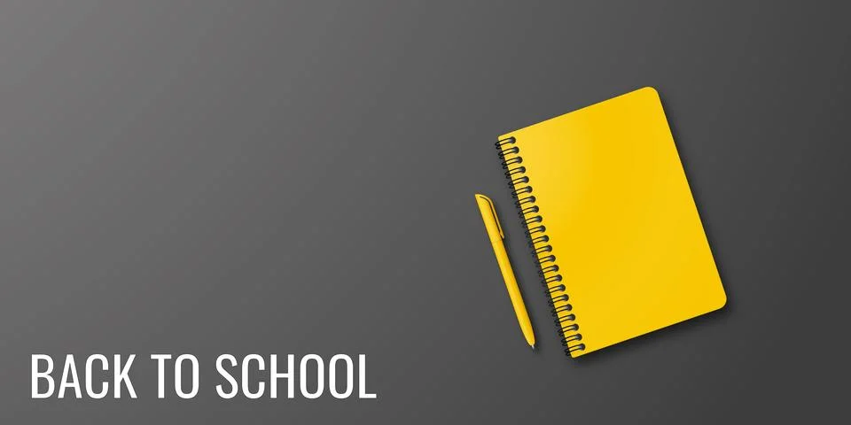 Holiday for students. Back to school. Vector banner concept with notebook and イラスト素材
