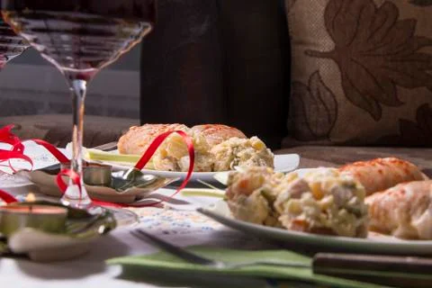 Holiday table with appetizers Stock Photos