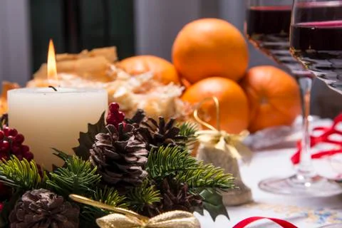 Holiday table with appetizers Foto stock