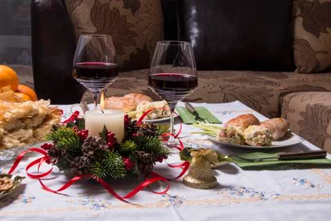 Holiday table with appetizers Stock Photos