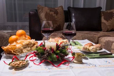 Holiday table with appetizers Stock Photos