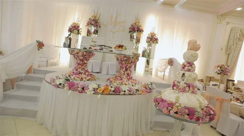 Holiday table with the cake Stock-Footage 61492597