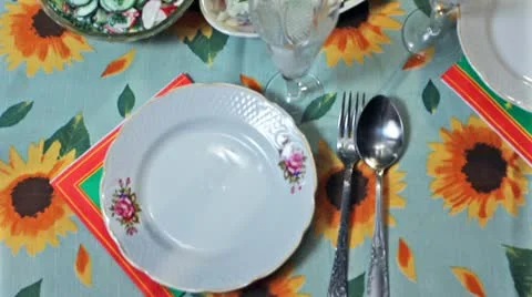 Holiday Table At Easter Panorama Stock Footage 11184735