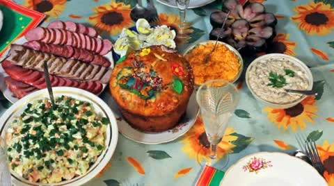 Holiday Table Panorama Right To Left Stock Footage 11184742