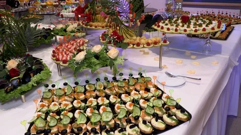 Holiday table with seafood fish crayfish Stock Footage 109506503