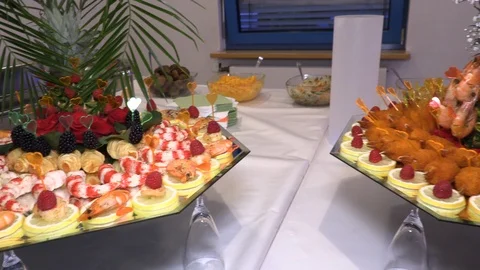 Holiday table with seafood fish crayfish Stock Footage 109550052