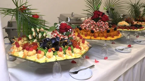 Holiday table with seafood fish crayfish Stock Footage 110849367
