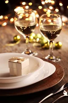 Holiday table setting Stock Photos