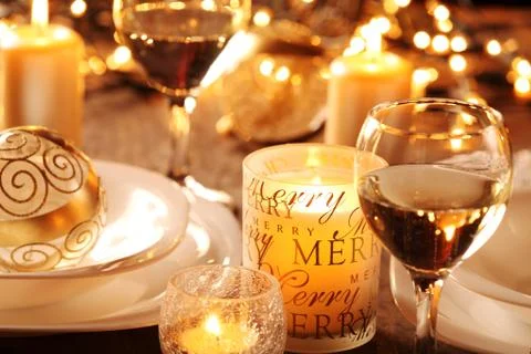 Holiday table setting Stock Photos