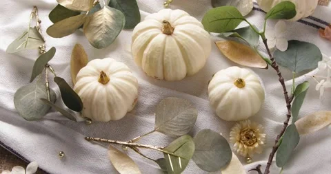 Holiday table setting, top view, rotate  Stock Footage 161377267