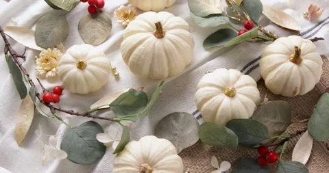 Holiday table setting, top view, rotate  Stock Footage 161689864